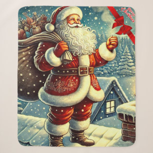 Sinterklaas Vintage Vrolijk Kerstfeest Sherpa Deken