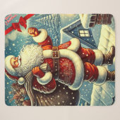 Sinterklaas Vintage Vrolijk Kerstfeest Sherpa Deken (Voorkant (horizontaal))