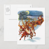 Sinterklaas vliegen met zijn rendier begeleide sle feestdagenkaart (Voorkant / Achterkant)