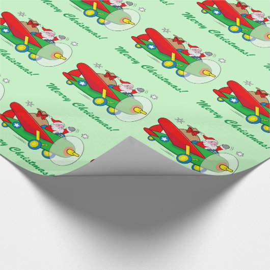 Sinterklaas Vliegend een vliegtuig gevuld met cade Cadeaupapier (Hoek)