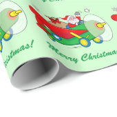 Sinterklaas Vliegend een vliegtuig gevuld met cade Cadeaupapier (Rol Hoek)