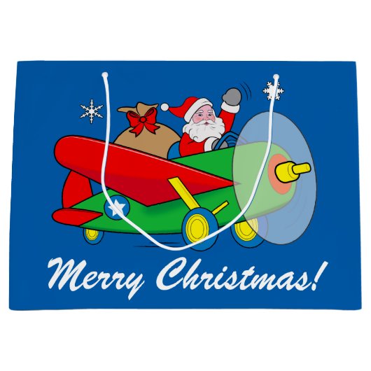 Sinterklaas Vliegend een vliegtuig gevuld met cade Groot Cadeauzakje (Voorkant)