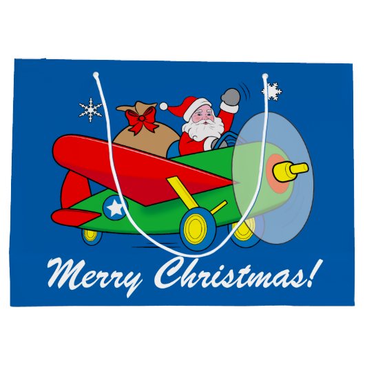 Sinterklaas Vliegend een vliegtuig gevuld met cade Groot Cadeauzakje (Achterkant)