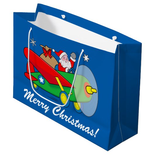 Sinterklaas Vliegend een vliegtuig gevuld met cade Groot Cadeauzakje (Voorkant Gekanteld)