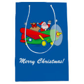 Sinterklaas Vliegend een vliegtuig gevuld met cade Medium Cadeauzakje (Voorkant)