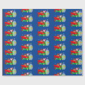 Sinterklaas Vliegend een vliegtuig gevuld met gesc Cadeaupapier (Vlak)