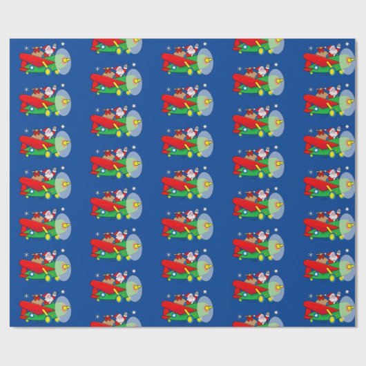 Sinterklaas Vliegend een vliegtuig gevuld met gesc Cadeaupapier (Vlak)