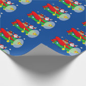 Sinterklaas Vliegend een vliegtuig gevuld met gesc Cadeaupapier (Hoek)