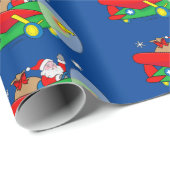 Sinterklaas Vliegend een vliegtuig gevuld met gesc Cadeaupapier (Rol Hoek)