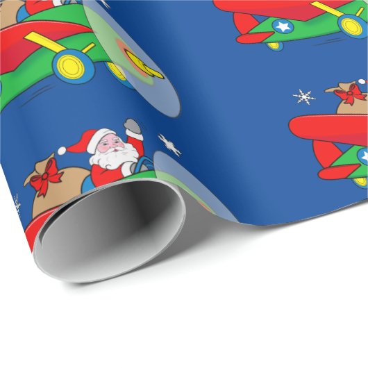 Sinterklaas Vliegend een vliegtuig gevuld met gesc Cadeaupapier (Rol Hoek)