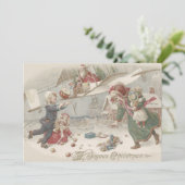 Sinterklaas Vliegend Speelgoed Kerstboom Kinderen Kaart (Staand voorkant)