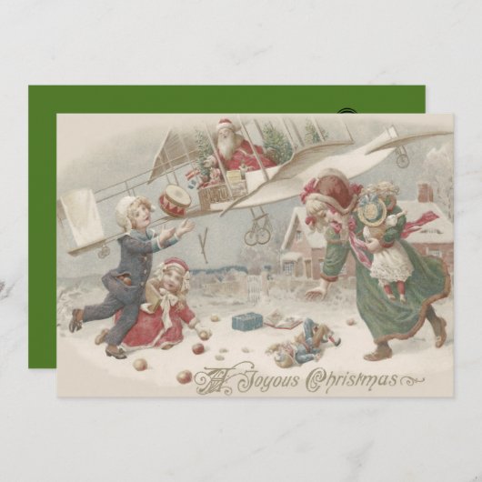 Sinterklaas Vliegend Speelgoed Kerstboom Kinderen Kaart (Voorkant / Achterkant)