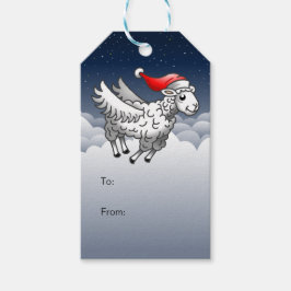 Sinterklaas' vliegende kerstschapen cadeaulabel