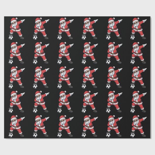 Sinterklaas Voetbal Dabbing Kerstman Gift Kerstmis Cadeaupapier (Vlak)
