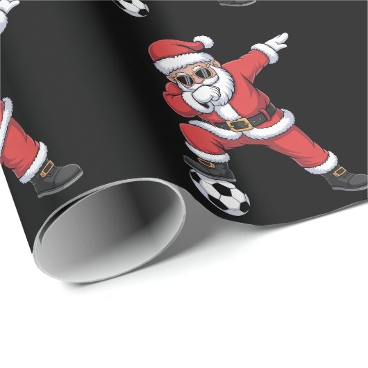 Sinterklaas Voetbal Dabbing Kerstman Gift Kerstmis Cadeaupapier (Rol Hoek)