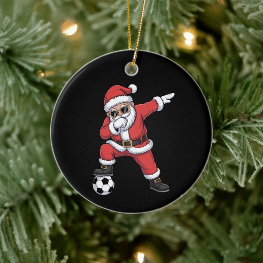Sinterklaas Voetbal Dabbing Kerstman Gift Kerstmis Keramisch Ornament (Boom)