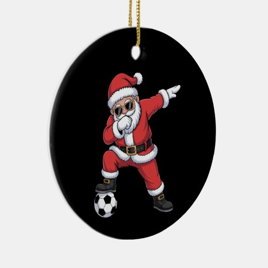 Sinterklaas Voetbal Dabbing Kerstman Gift Kerstmis Keramisch Ornament (Rechts)
