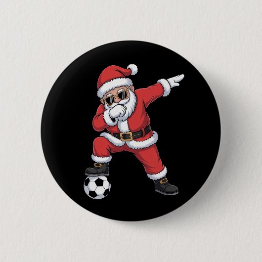 Sinterklaas Voetbal Dabbing Kerstman Gift Kerstmis Ronde Button 5,7 Cm (Voorkant)