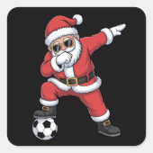 Sinterklaas Voetbal Dabbing Kerstman Gift Kerstmis Vierkante Sticker (Voorkant)