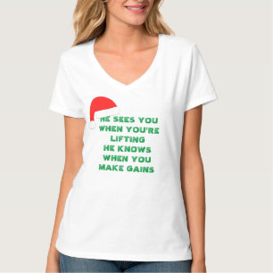Sinterklaas voor dames, wit v-nekt-shirt t-shirt