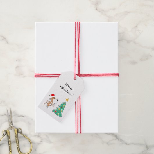 Sinterklaas voor prettige kerstbomen cadeaulabel (Met Touw)