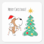 Sinterklaas voor prettige kerstbomen vierkante sticker (Voorkant)