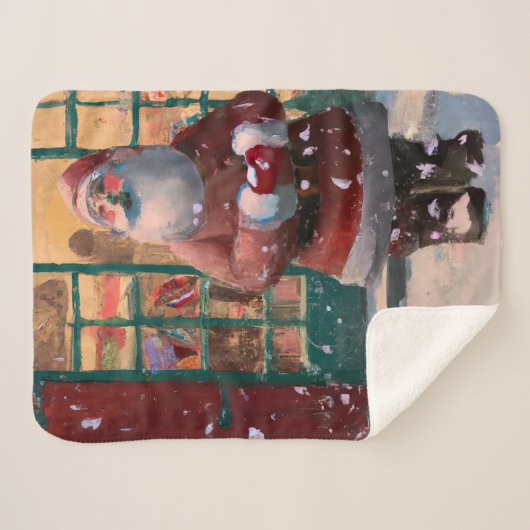 Sinterklaas voor Speelgoed AI Art Sherpa Deken (Voorkant (horizontaal))