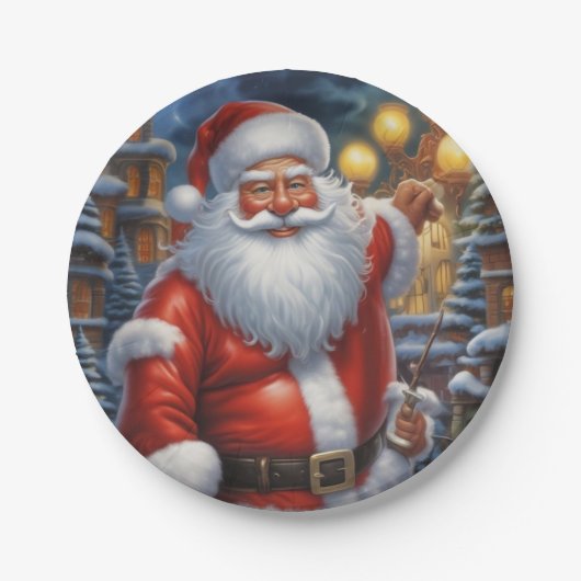 Sinterklaas Vrolijk Kerstfeest Gelukkig Nieuwjaar Papieren Bordje (Voorkant)