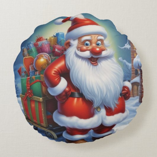 Sinterklaas Vrolijk Kerstfeest Gelukkig Nieuwjaar Rond Kussen (Achterkant)