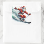 Sinterklaas vrolijk skiën op besneeuwde hellingen vierkante sticker (Tas)