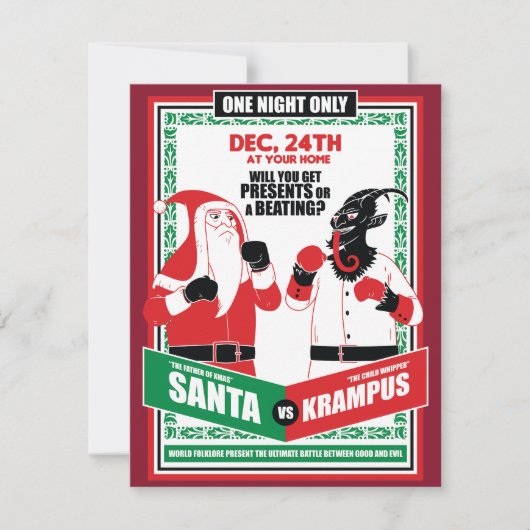Sinterklaas vs. Krampus Bokswedstrijd Goed tegen K Feestdagenkaart (Voorkant)