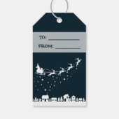 Sinterklaas w / slee & rendieren boven de huizen cadeaulabel (Achterkant)