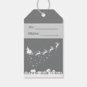 Sinterklaas w / slee & rendieren boven de huizen cadeaulabel (Achterkant)