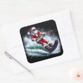 Sinterklaas waterskiën in een feestelijke wintersc vierkante sticker (Envelop)