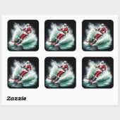 Sinterklaas waterskiën op een feestelijke winterda vierkante sticker (Vel)