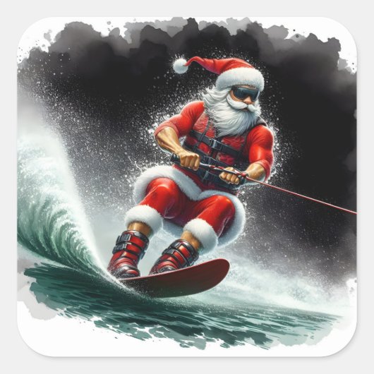Sinterklaas waterskiën tijdens het feestelijke sei vierkante sticker (Voorkant)