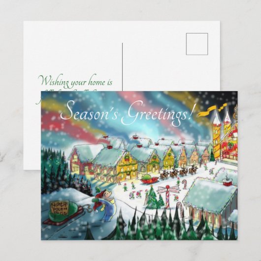 Sinterklaas' werkplaats op de Noordpool Feestdagenkaart (Voorkant / Achterkant)