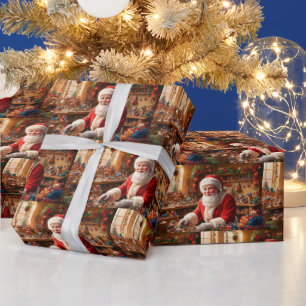 Sinterklaas werkt in zijn Christmas Speelgoed Work Cadeaupapier