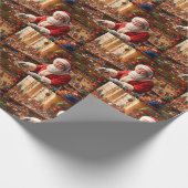 Sinterklaas werkt in zijn Christmas Speelgoed Work Cadeaupapier (Hoek)