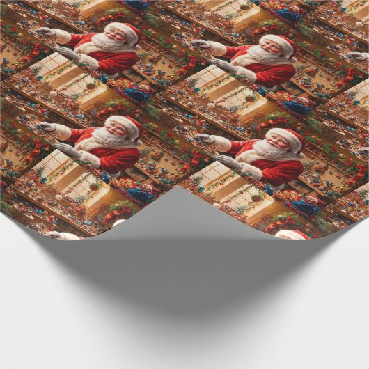 Sinterklaas werkt in zijn Christmas Speelgoed Work Cadeaupapier (Hoek)