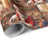 Sinterklaas werkt in zijn Christmas Speelgoed Work Cadeaupapier (Rol Hoek)