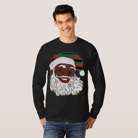 Sinterklaas Winking Kerstmis Pan African Flag Pet T-shirt (Voorkant volledig)