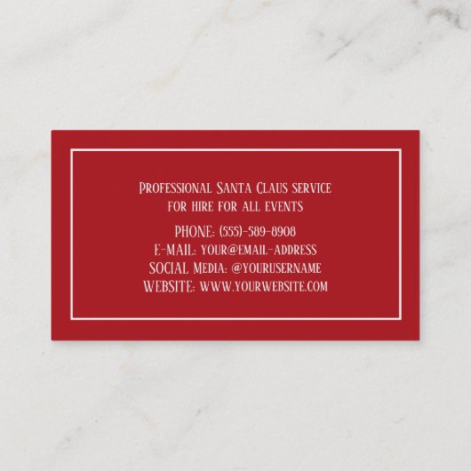 Sinterklaas Xmas Rode Huren Sleigh Professional Visitekaartje (Achterkant)