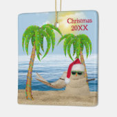 Sinterklaas zandman op tropisch strand keramisch ornament (Links)
