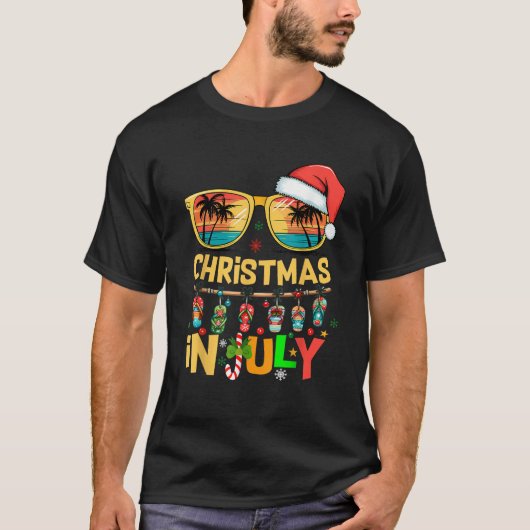 Sinterklaas Zonnebril Strand Kerstmis In Juli Mann T-shirt (Voorkant)