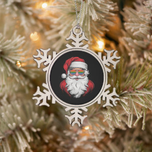 Sinterklaas zonnebril trots kerst pyjama Kerstmis  Tin Sneeuwvlok Ornament