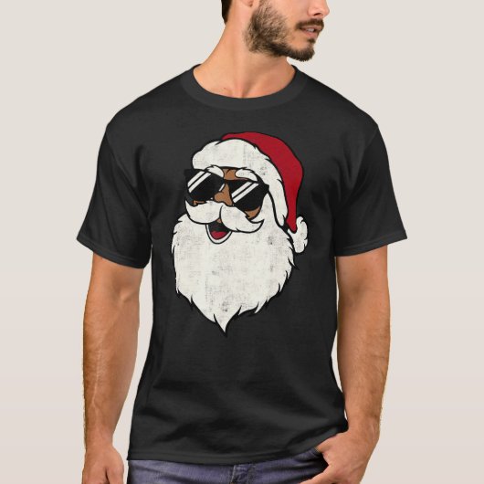 Sinterklaas Zonnebrillen Zwarte Mannen Retro Kerst T-shirt (Voorkant)