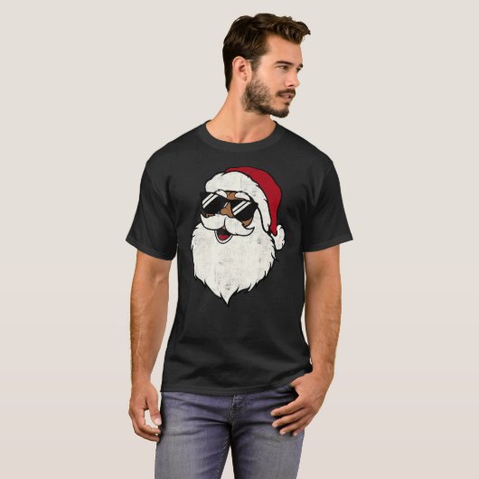 Sinterklaas Zonnebrillen Zwarte Mannen Retro Kerst T-shirt (Voorkant volledig)