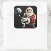Sinterklaas zwaait een golfclub in feestelijke kle vierkante sticker (Tas)