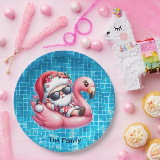 Sinterklaas zwembad feest Kerstmis in juli Papieren Bordje (Feest)